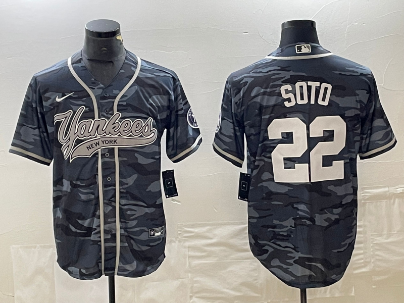 Men's New York Yankees Juan Soto #22 Grey Camouflage Jersey Joint Edition